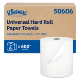 Scott Kleenex Universal Plus Hard Roll Towels 50606 - White, 8" x 600', 6 Count
